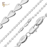 Spade heart fancy link chains plated 14K Gold, Rose Gold, two tone