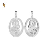 Double-Sided Orthodox Virgin Mary Pendant in Gold Plated Brass – Iconic Oval Religious Medal