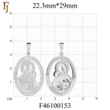 Double-Sided Orthodox Virgin Mary Pendant in Gold Plated Brass – Iconic Oval Religious Medal