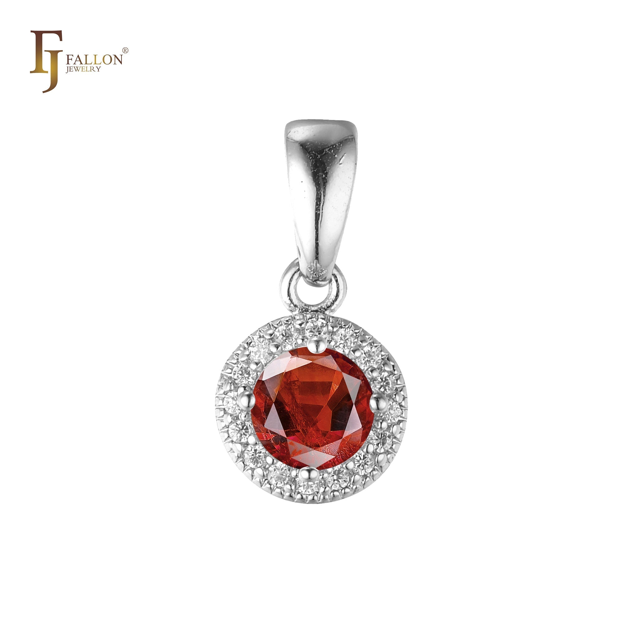 Solitär-Halo, bunte Zirkonia, 14 Karat Gold, Roségold-Anhänger