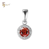 Solitär-Halo, bunte Zirkonia, 14 Karat Gold, Roségold-Anhänger