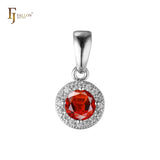 Solitär-Halo, bunte Zirkonia, 14 Karat Gold, Roségold-Anhänger