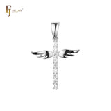 Cluster White CZs Angel's wings 14K Gold, Rose Gold, 18K Gold pendant