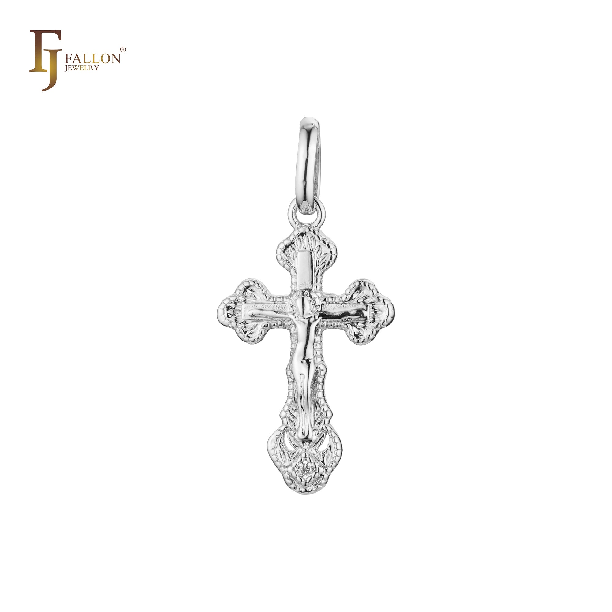 .crucifix Eastern Orthodox Russian 14K Gold, Rose Gold two tone, White Gold pendant