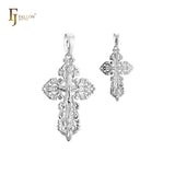 crucifix Eastern Orthodox Russian 14K Gold, Rose Gold two tone pendant