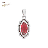 Colgante de oro rosa con circonitas rojas o azules en solitario marquesa