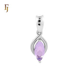 Pingente solitário marquise rosa roxo ouro rosa