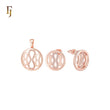 Three peanuts 14K Gold, Rose Gold Jewelry Set Stud Earrings with Pendant