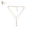 Triple white CZs Rose Gold Necklace