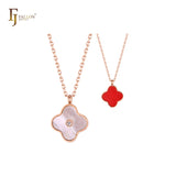 Collares de la suerte de trébol rojo en oro rosa