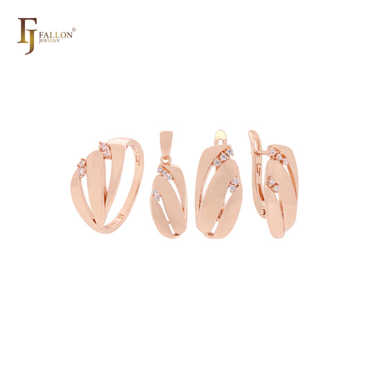 Rose Gold Jewelry Set with Rings and Pendant