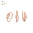Conjunto de joyas de oro rosa con anillos y una sola fila de circonitas blancas