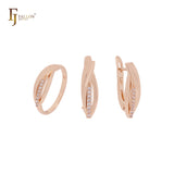 Conjunto de joyas de oro rosa con anillos y una sola fila de circonitas blancas