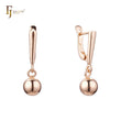Rounded 8mm Beads drop Rose Gold Russian Lock Earrings