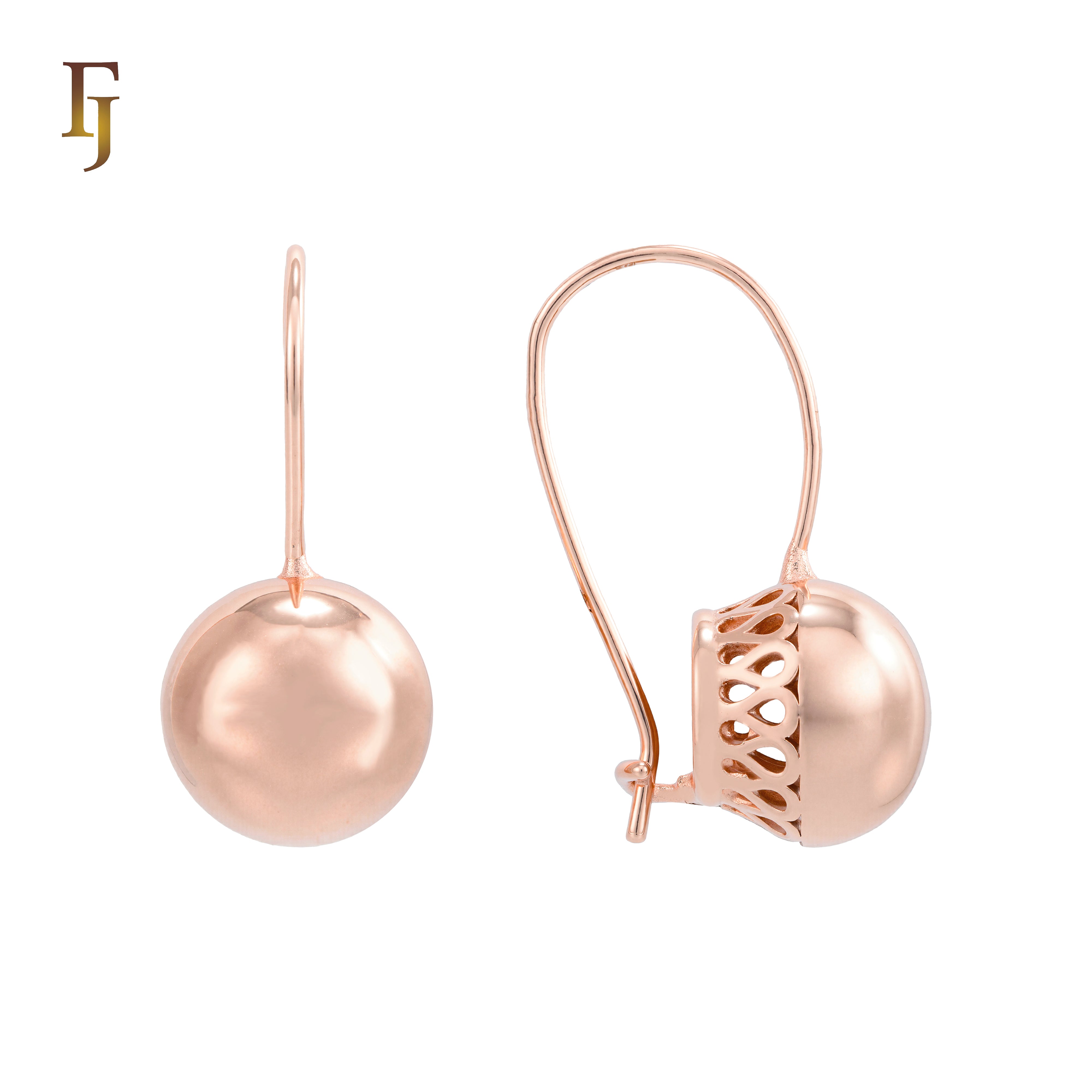Серьги-крючки из проволоки-фонаря из розового золота