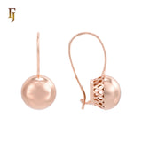 Серьги-крючки из проволоки-фонаря из розового золота
