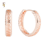 Pendientes de aro con llave griega en oro rosa