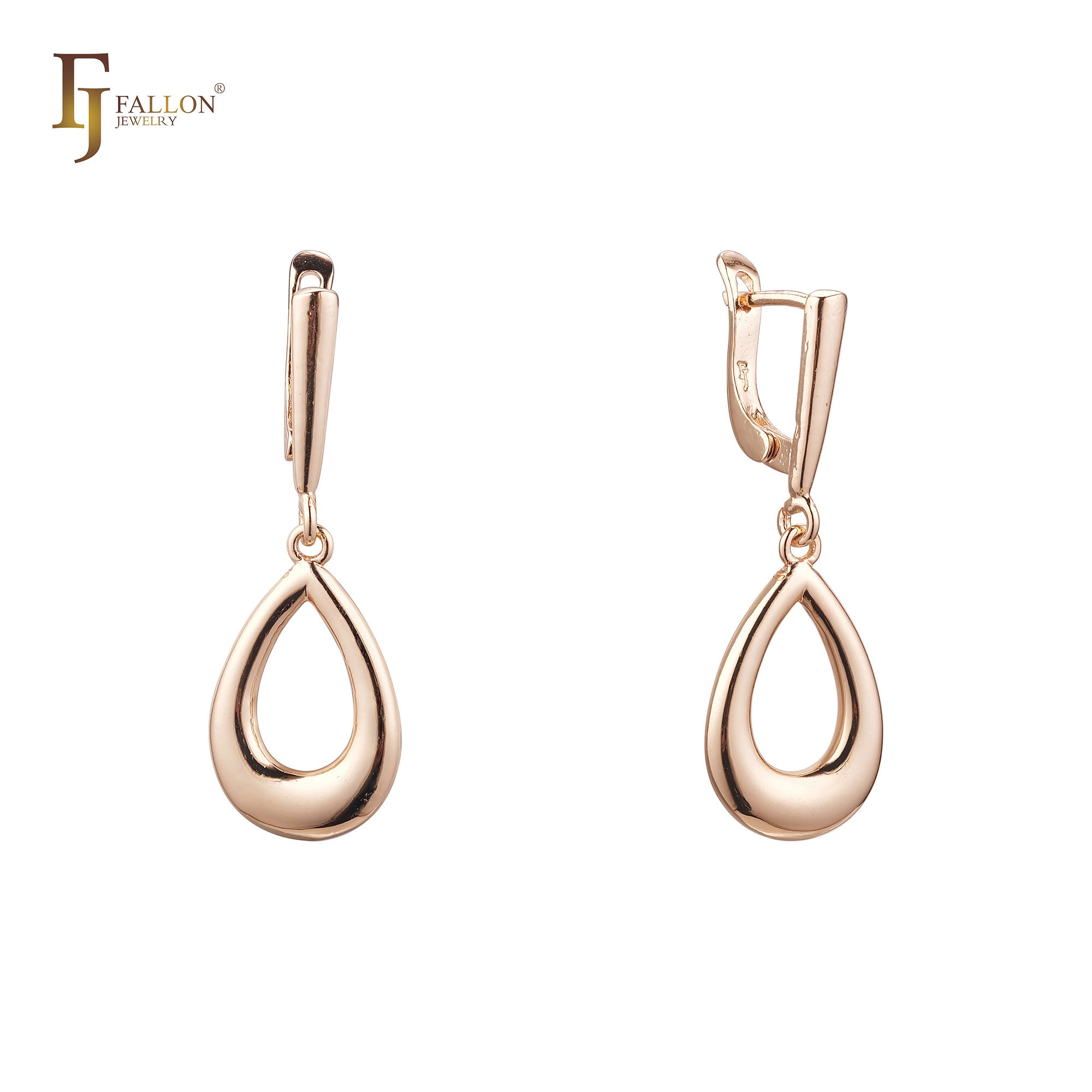 Teardrop hollow drop Rose Gold Russian Lock Earrings