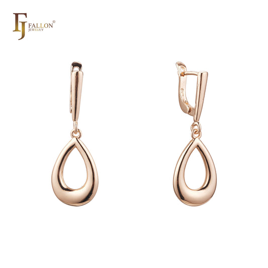 Teardrop hollow drop Rose Gold Russian Lock Earrings