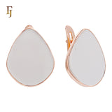 Teardrop Black Stone Russian Lock Earrings in Rose Gold Plating – FJ Jewelry