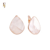 Teardrop Black Stone Russian Lock Earrings in Rose Gold Plating – FJ Jewelry