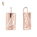 Pendientes de gancho de alambre en Oro 14K, colores de baño de oro rosa.