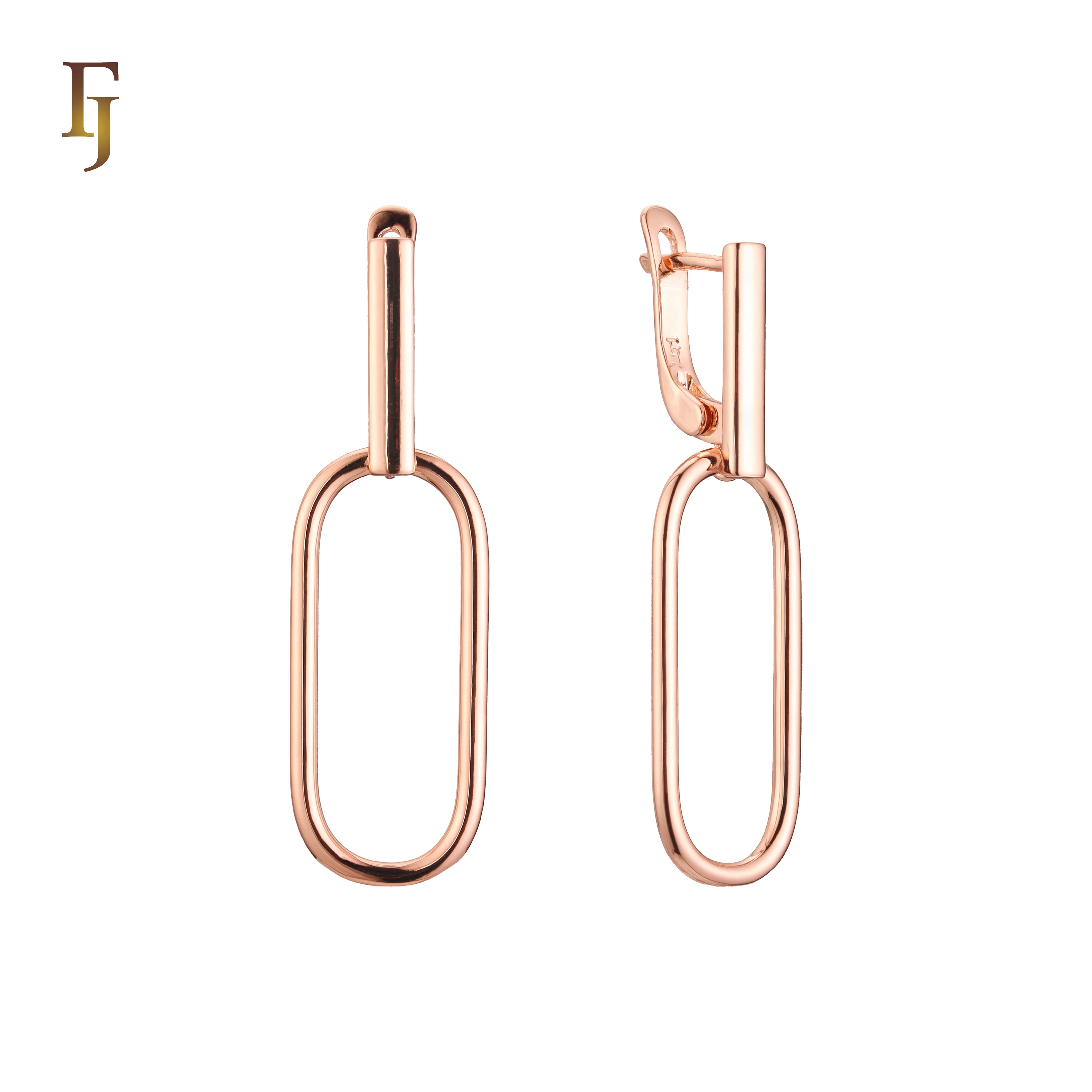 Pendientes de clip en Oro 14K, colores baño de oro rosa.