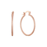 14K ゴールド、ローズゴールド メッキ色のフープ イヤリング