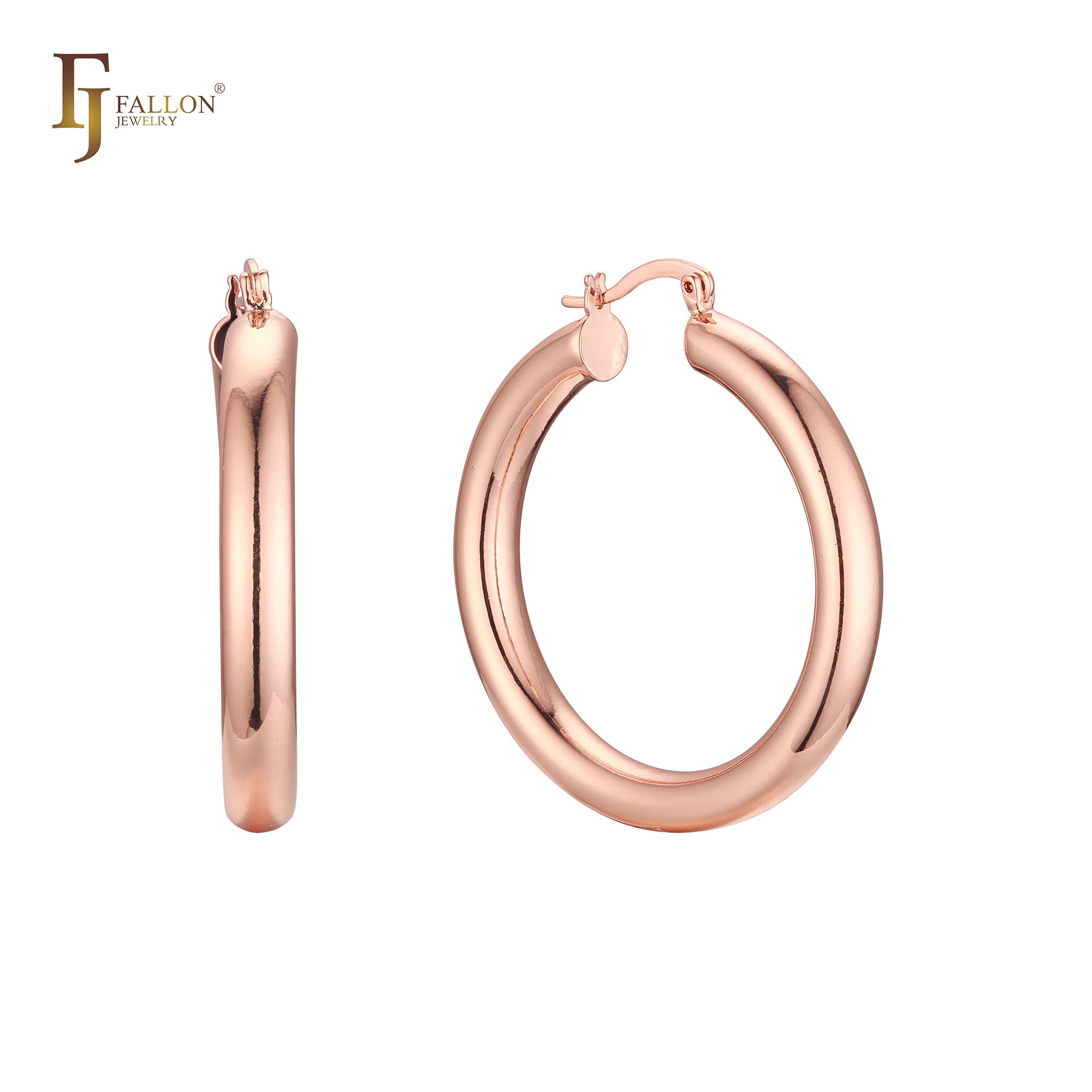Brincos de argola grossos e robustos em ouro 14K, ouro rosa e ouro branco