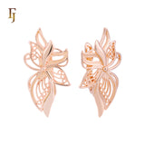 Pendientes Hojas mariposa en Oro de 14K, baño de Oro Rosa colores