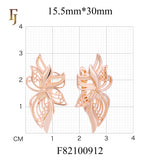 Pendientes Hojas mariposa en Oro de 14K, baño de Oro Rosa colores