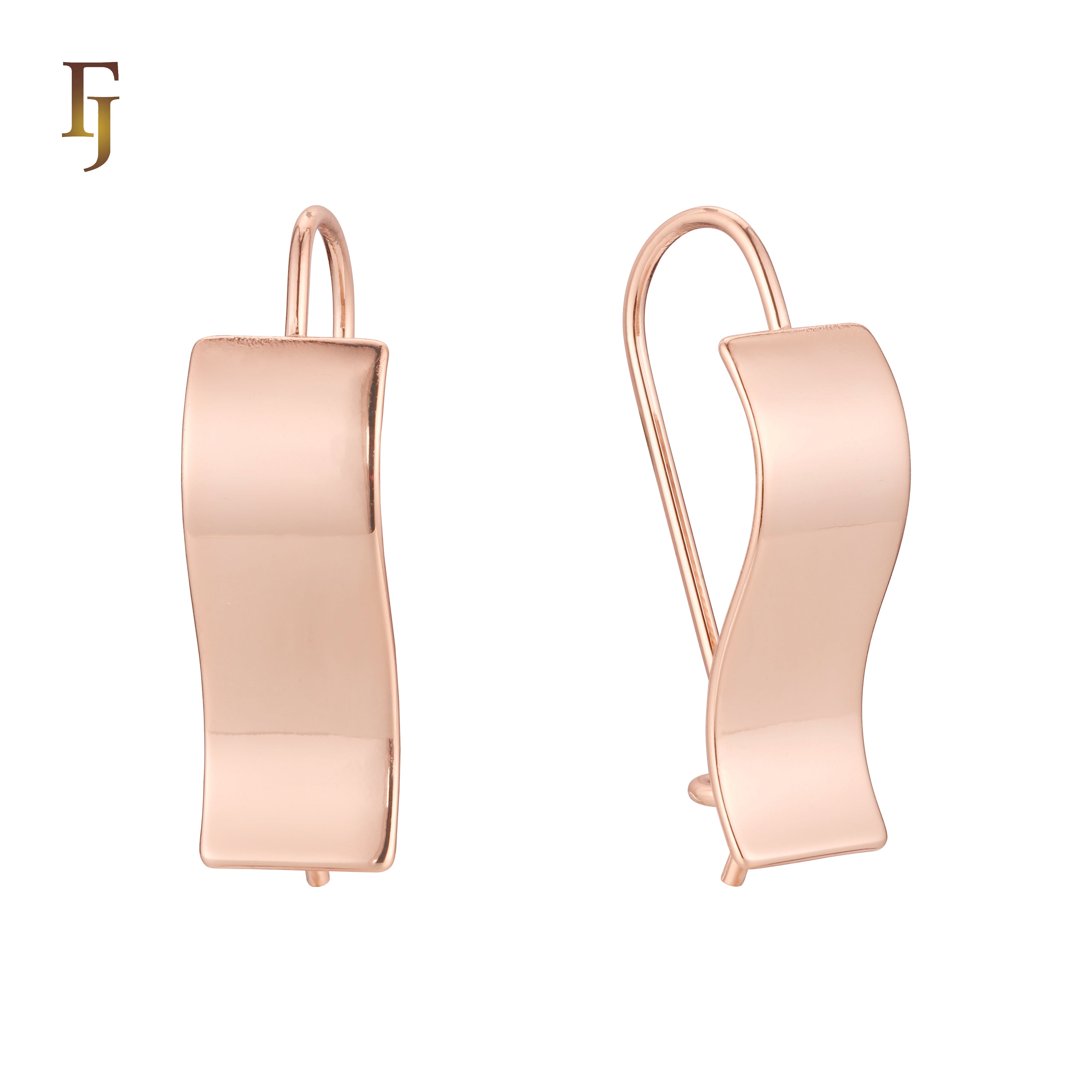 Pendientes de gancho de alambre en Oro 14K, colores de baño de oro rosa.