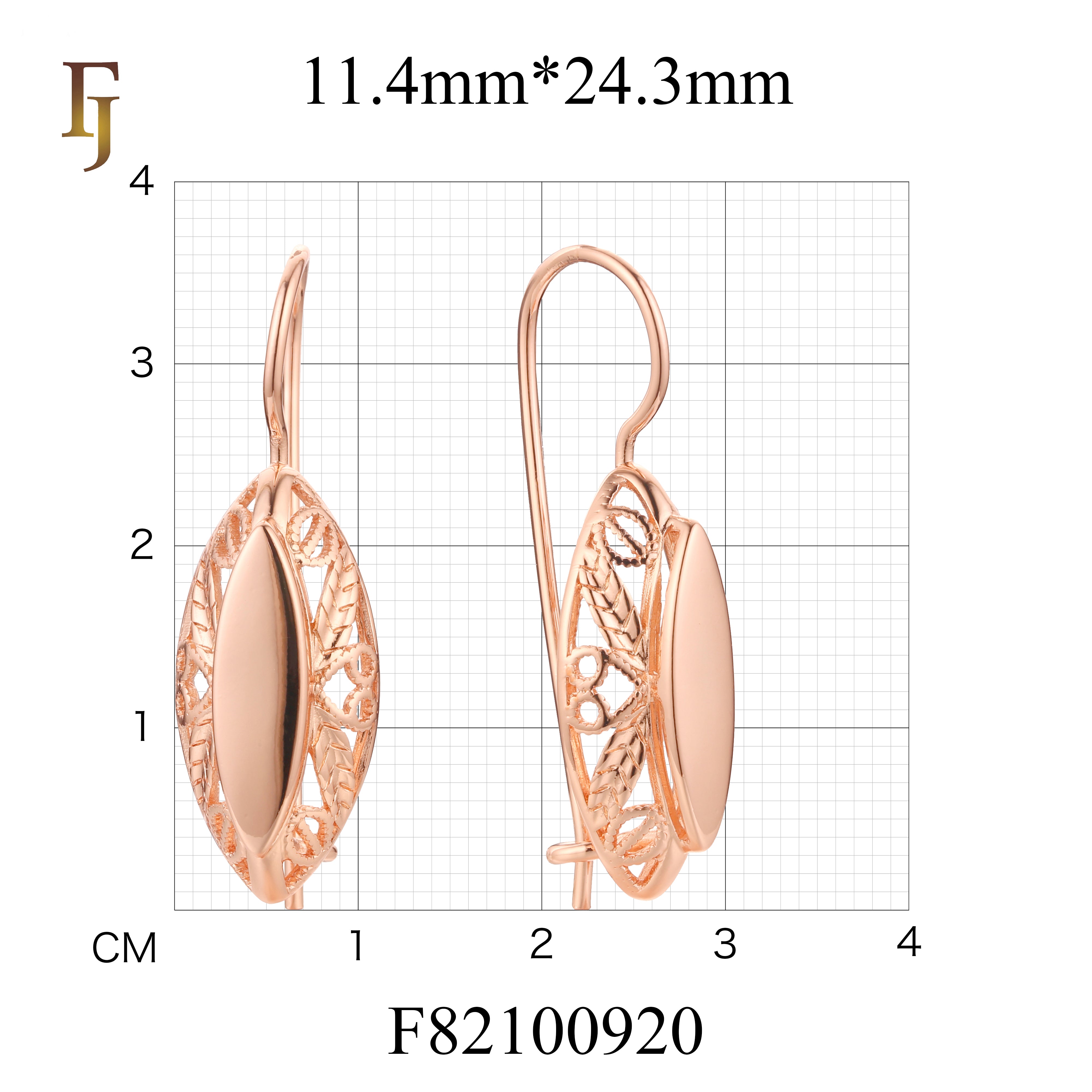 Pendientes de gancho de alambre en Oro 14K, colores de baño de oro rosa.