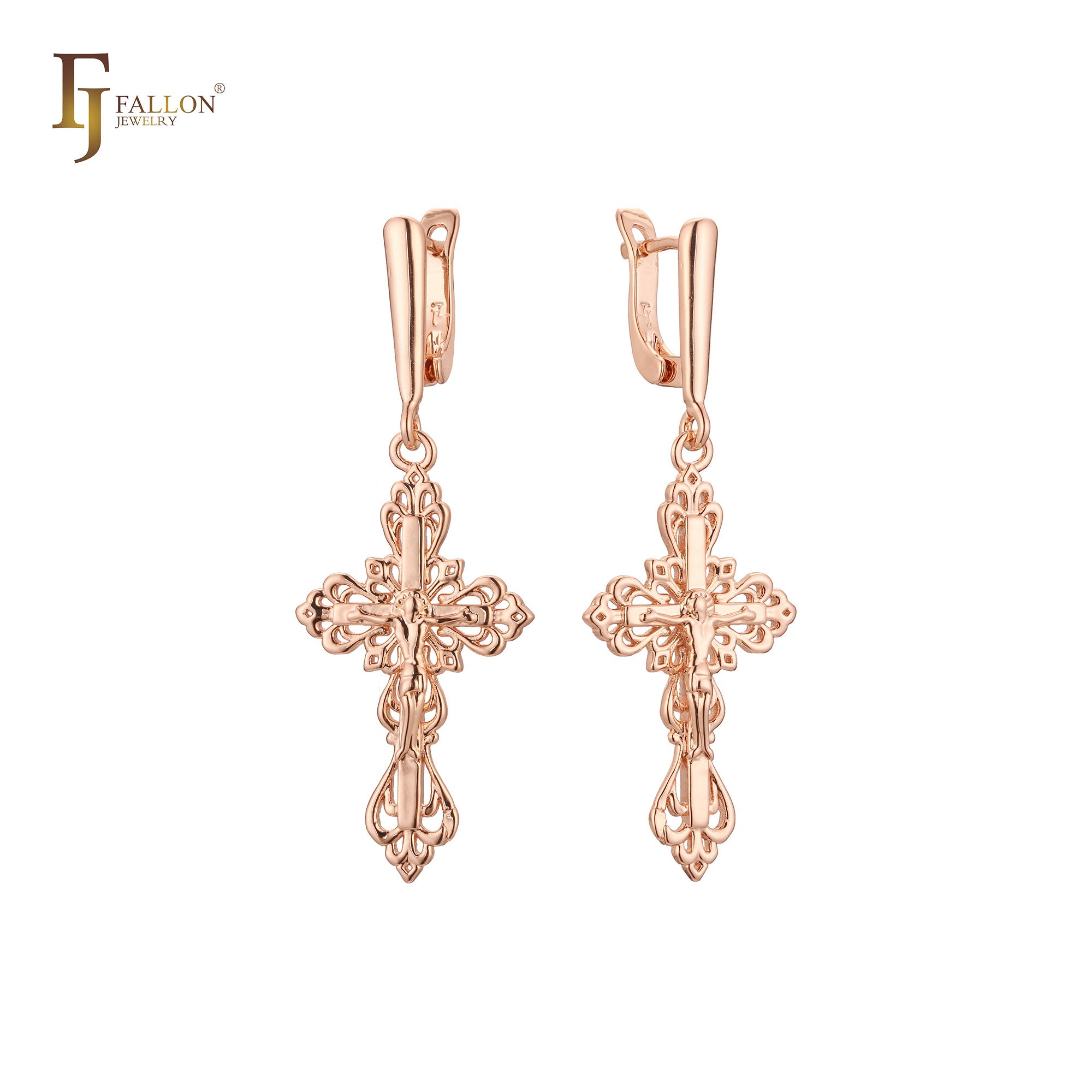 Russian Orthodox Crucifix Cross drop Russian Lock Earrings Religious