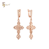 Russian Orthodox Crucifix Cross drop Russian Lock Earrings Religious