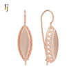 Gold Wire Hook Earrings – Marquise Oval Drop with Lattice Frame | Lightweight Fashion Jewelry by FJ