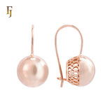 Pendientes de abalorios con gancho de alambre en Oro 14K, colores de baño de oro rosa.