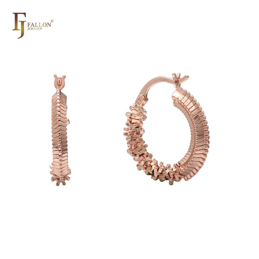 Aros de oro de 14 quilates, oro rosa y oro blanco con esqueleto irregular puntiagudo