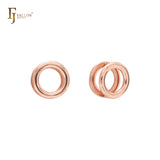 Pendientes Huggie de doble círculo en oro de 14 quilates, oro rosa y oro blanco.