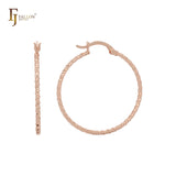 Серьги-кольца Rounded Alternative с веревочным узором 14K Gold, Rose Gold