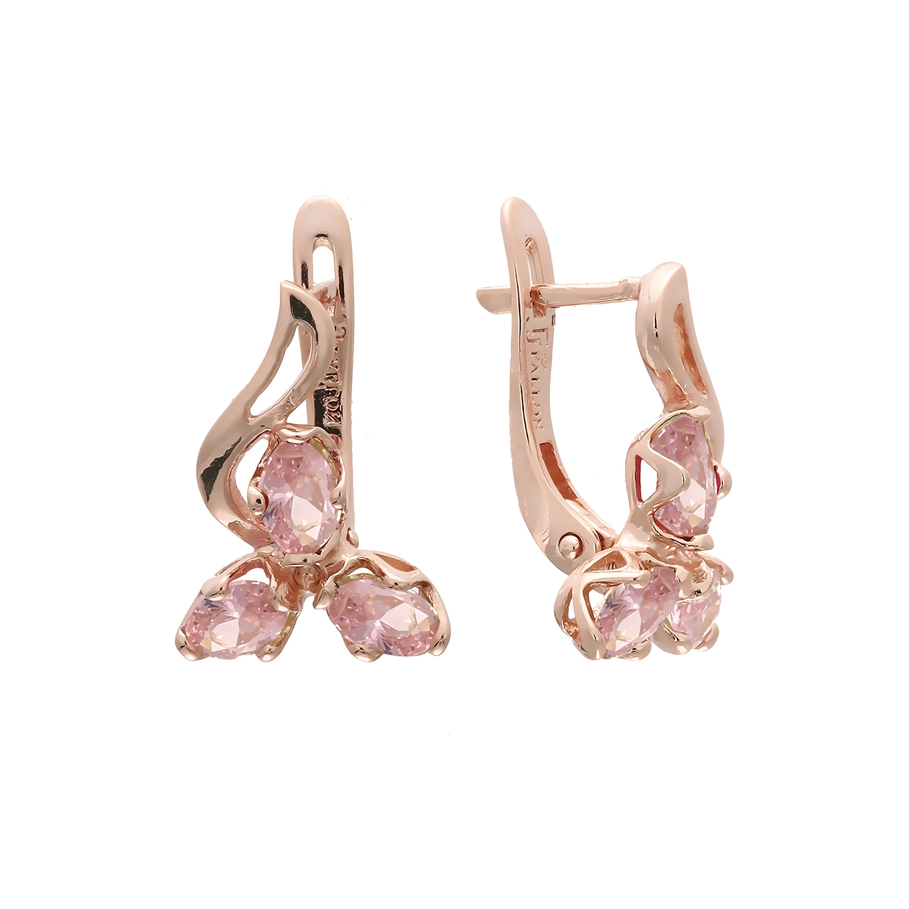 Aretes de colores mixtos en racimo en Oro de 14K, baño de Oro Rosa colores