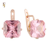 El tesoro de Ashlee: aretes de oro rosa de 14 quilates con circonitas cúbicas de colores y corte esmeralda en solitario.