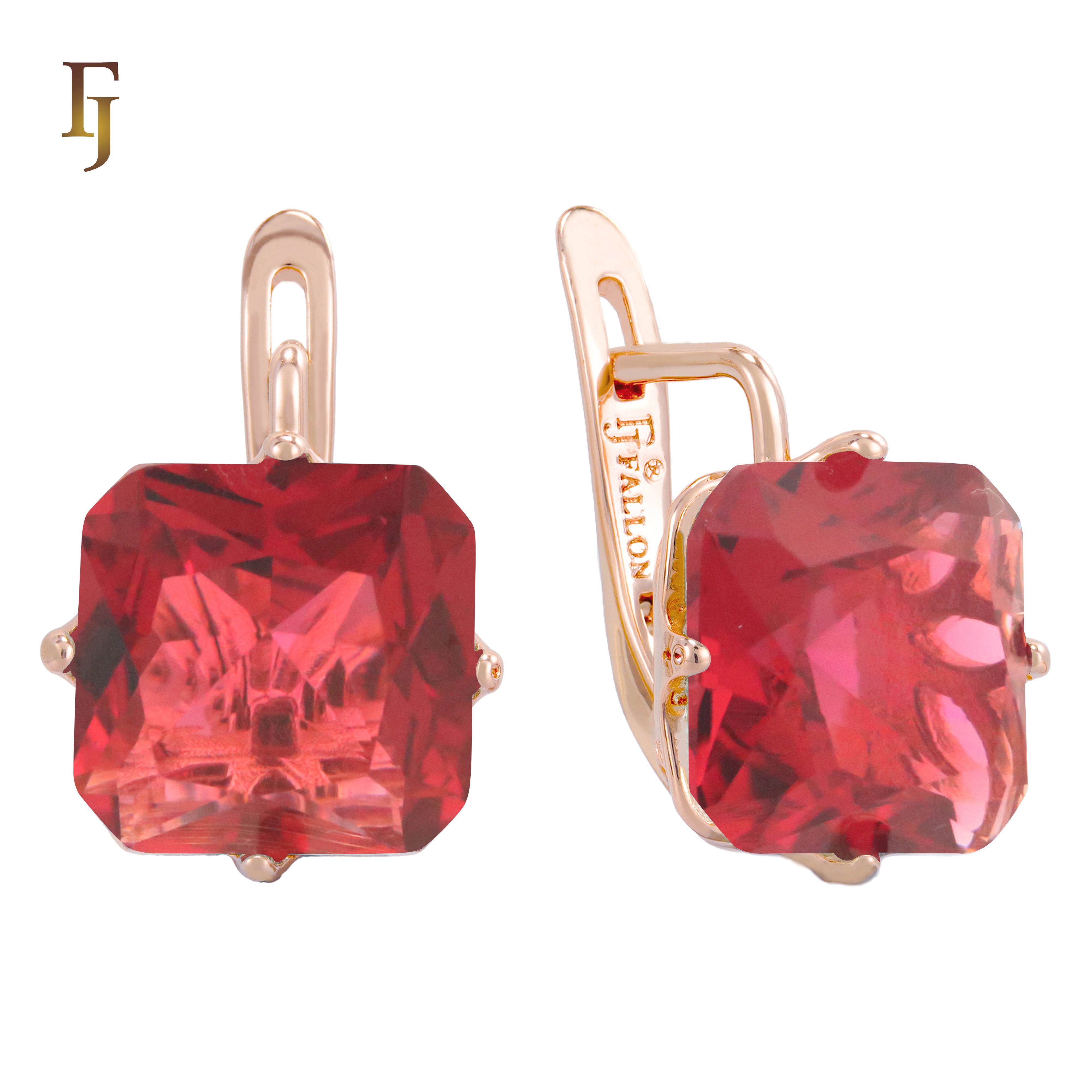 El tesoro de Ashlee: aretes de oro rosa de 14 quilates con circonitas cúbicas de colores y corte esmeralda en solitario.