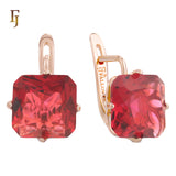El tesoro de Ashlee: aretes de oro rosa de 14 quilates con circonitas cúbicas de colores y corte esmeralda en solitario.