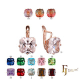 El tesoro de Ashlee: aretes de oro rosa de 14 quilates con circonitas cúbicas de colores y corte esmeralda en solitario.