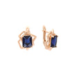 Aretes solitarios de piedra talla esmeralda en Oro de 14K, baño de Oro Rosa colores