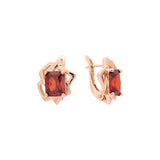 Aretes solitarios de piedra talla esmeralda en Oro de 14K, baño de Oro Rosa colores