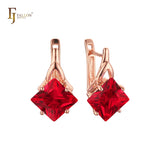 Aretes en Oro 14K, Oro Blanco, Baño en Oro Rosa colores