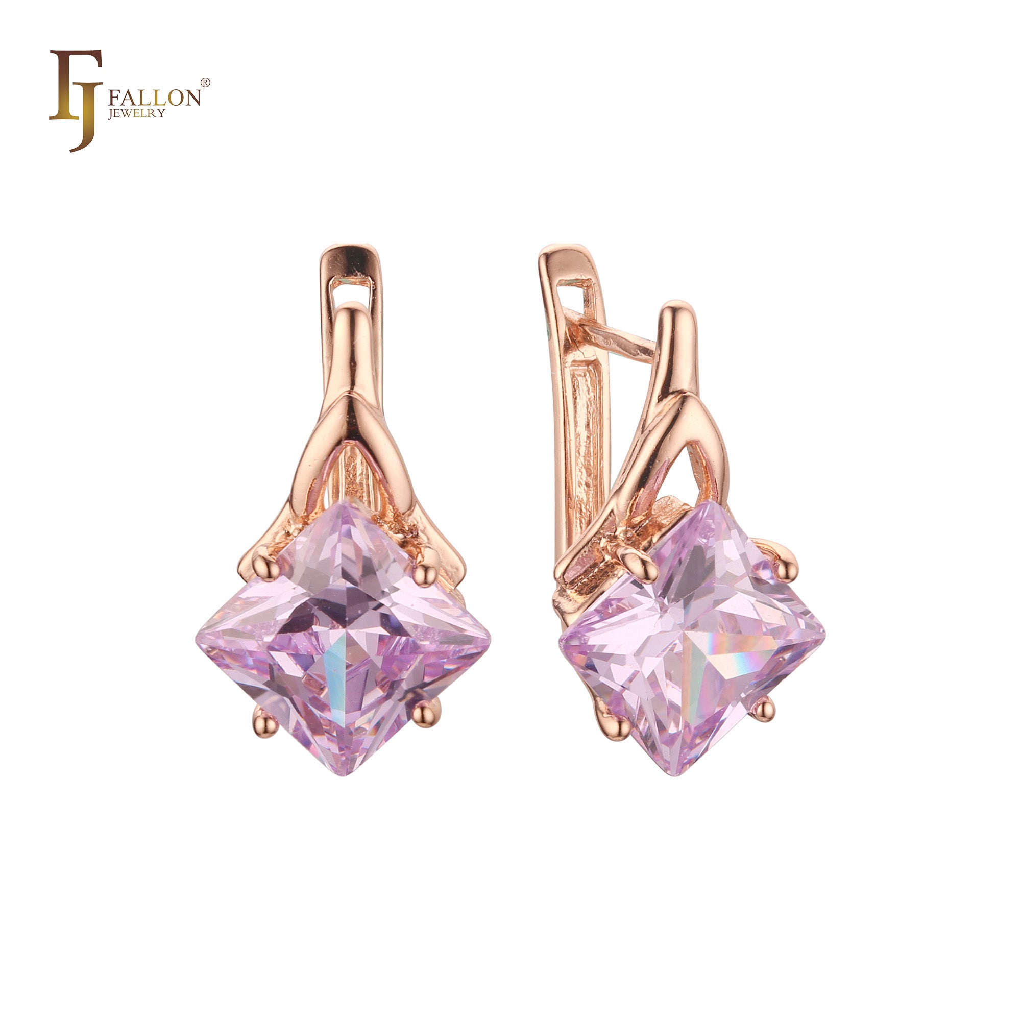 Aretes en Oro 14K, Oro Blanco, Baño en Oro Rosa colores