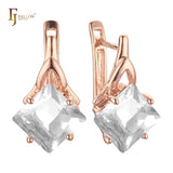 Aretes en Oro 14K, Oro Blanco, Baño en Oro Rosa colores